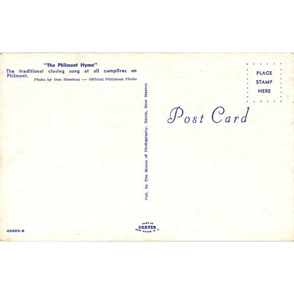 The Philmont Hymn Postcard Philmont Scout Ranch Unposted - Picture 2 of 2